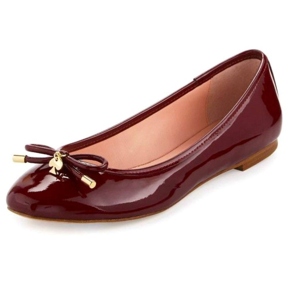 Kate Spade NY Willa Burgundy Red Chestnut Ballet flats Bow patent leather